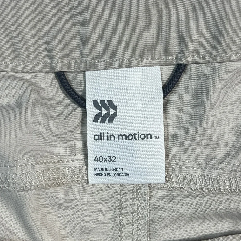 All in Motion Mens Golf Pants Stone Beige Stretch 5-Pocket 40x32 NEW